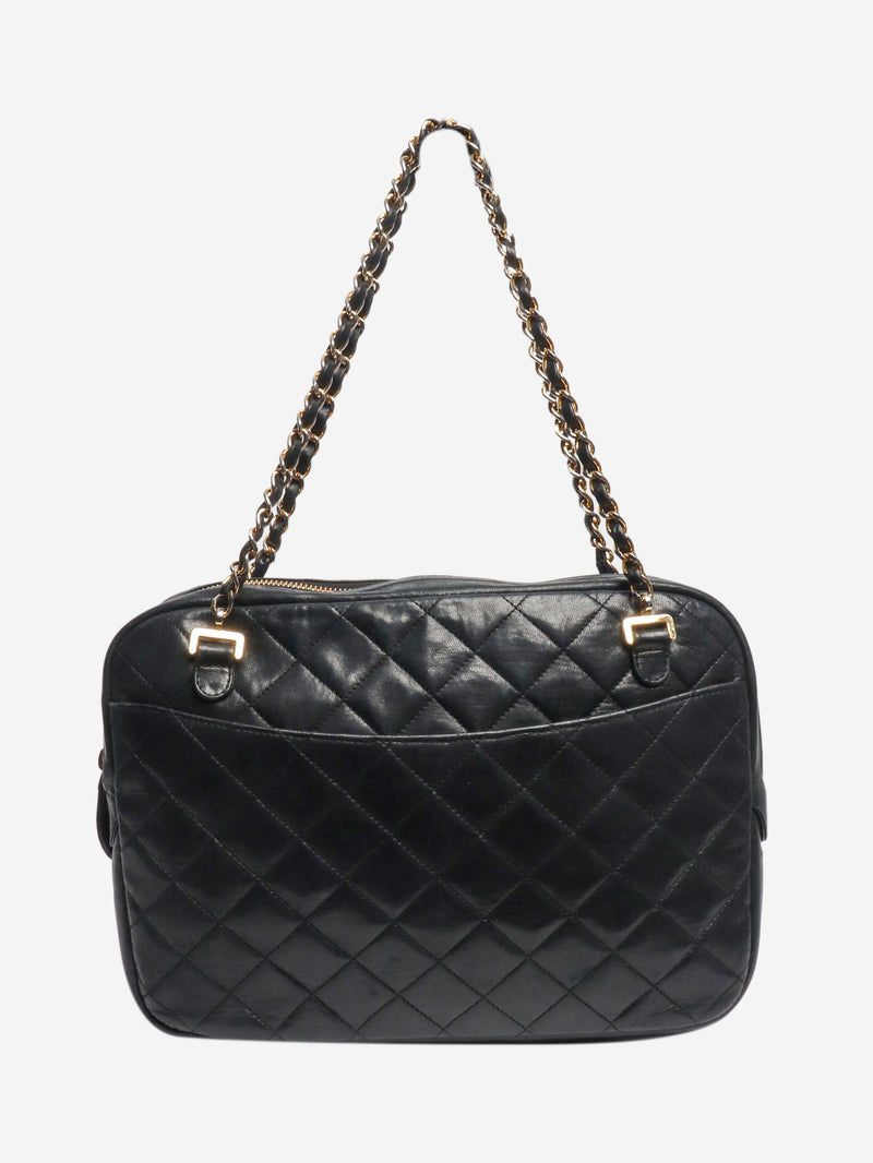 Black vintage 1989 lambskin quilted top handle bag Top Handle Bags Chanel 