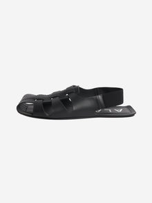 Black woven leather flat sandals - size EU 39 Flat Sandals Alaia 