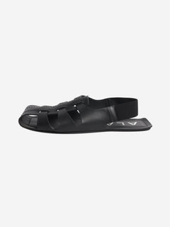 Black woven leather flat sandals - size EU 39 Flat Sandals Alaia 