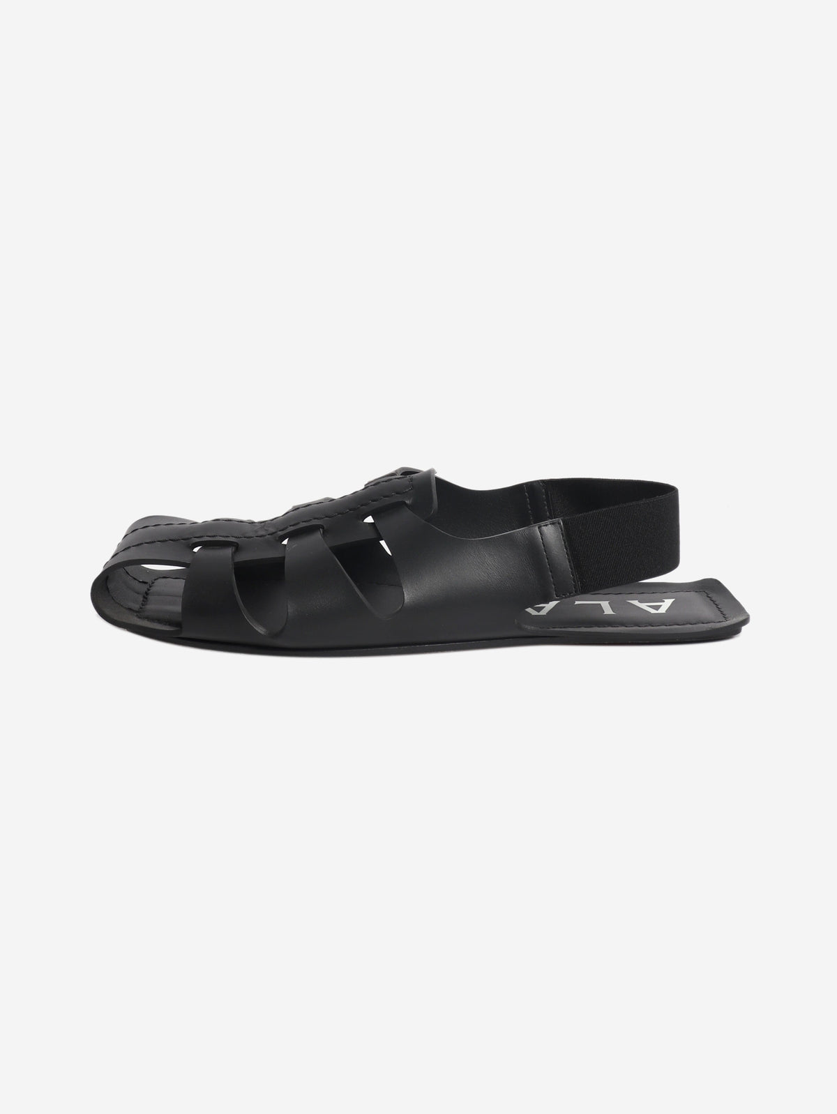 Black woven leather flat sandals - size EU 39 Flat Sandals Alaia 