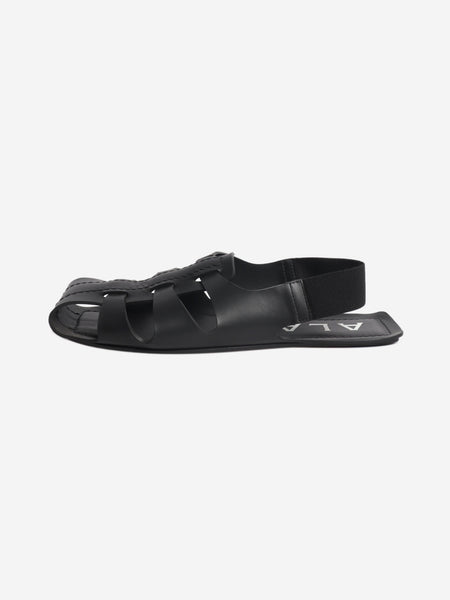 Black woven leather flat sandals - size EU 39 product image