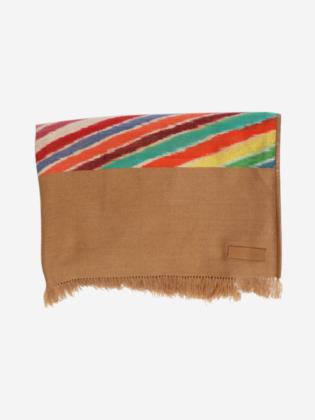 Brown fringed cashmere scarf product image