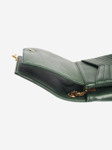 Saint Laurent Dark green Chevron quilted double-flap shoulder bag