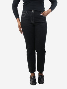 Chanel Black slim-leg speckled trousers - size UK 16