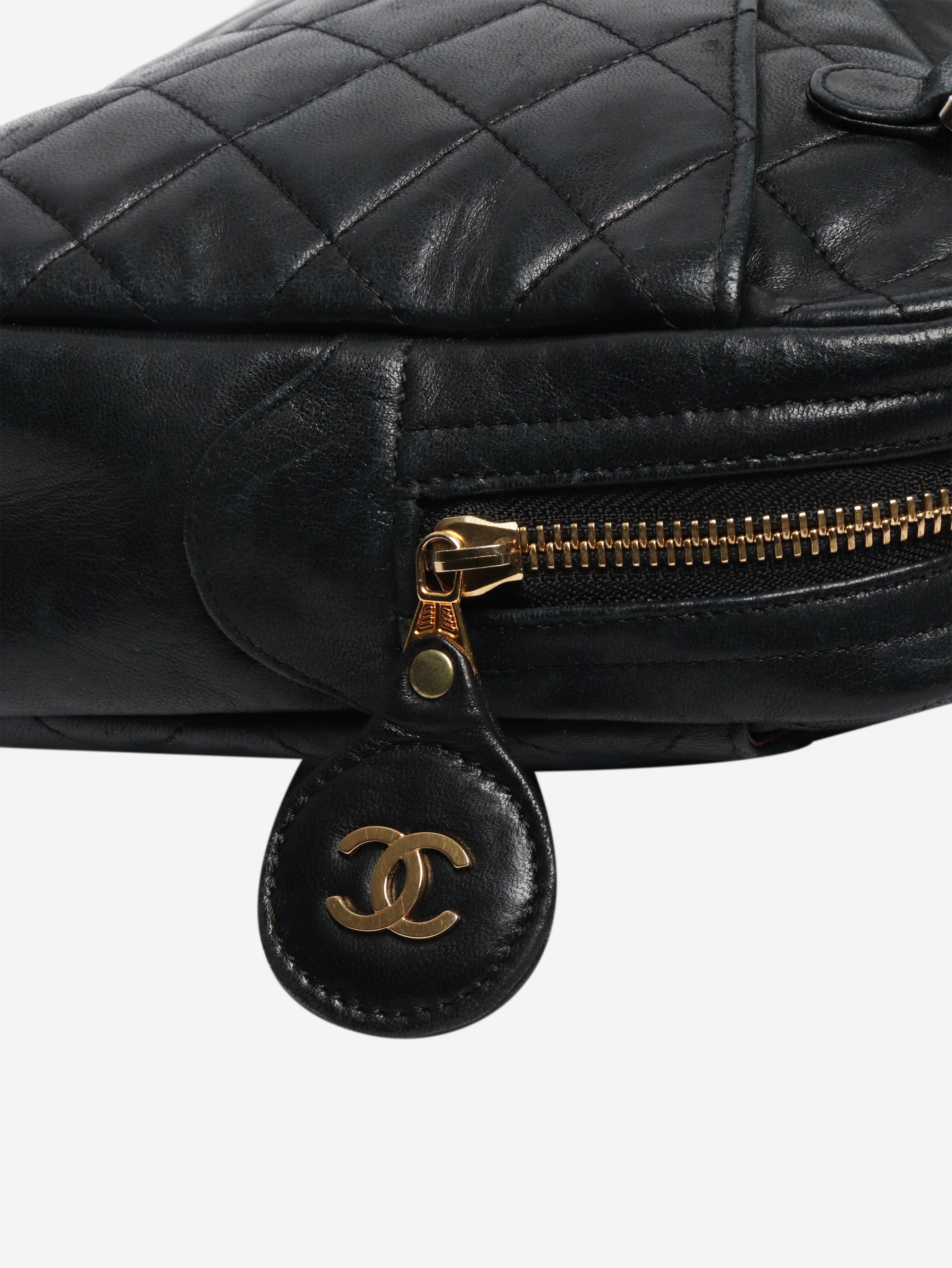 Black vintage 1989 lambskin quilted top handle bag Top Handle Bags Chanel 