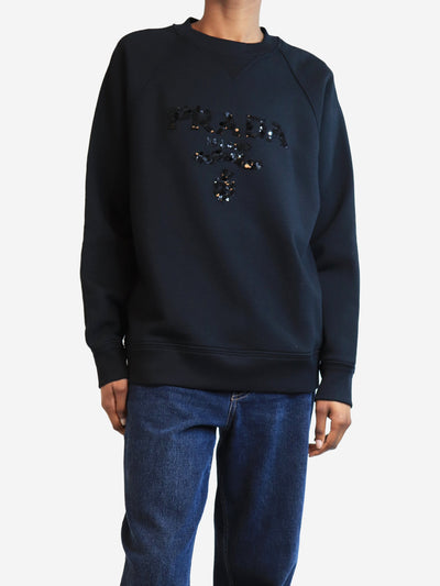 Black sequin logo sweatshirt - size XS Tops Prada 
