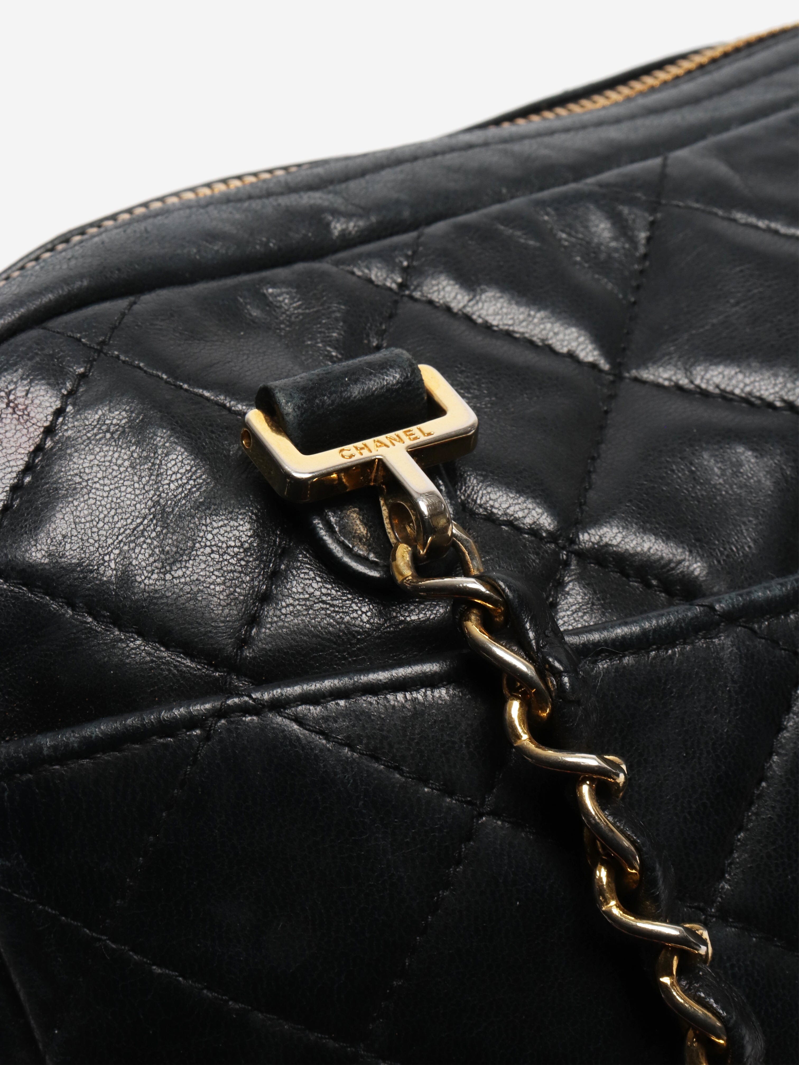 Black vintage 1989 lambskin quilted top handle bag Top Handle Bags Chanel 