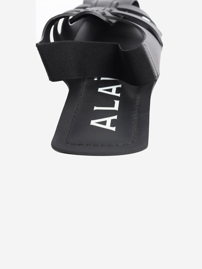 Black woven leather flat sandals - size EU 39 Flat Sandals Alaia 
