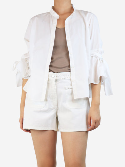 White tie-sleeved shirt - size UK 16 Tops CH Carolina Herrera 