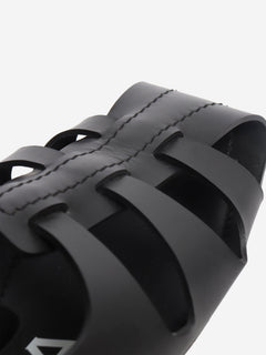 Black woven leather flat sandals - size EU 39 Flat Sandals Alaia 