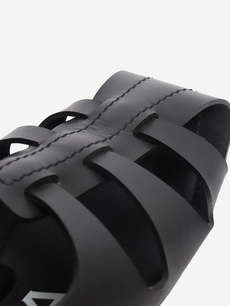 Black woven leather flat sandals - size EU 39 Flat Sandals Alaia 