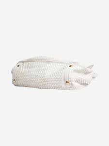 Prada White woven leather top handle bag