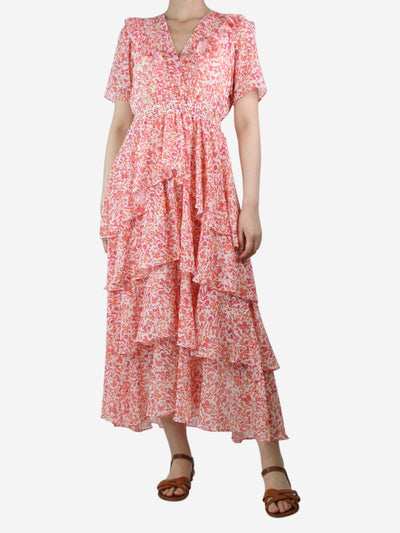 Pink printed ruffle midi dress - size S Dresses Hale Bob 