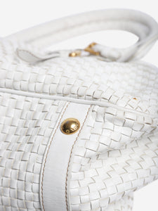 Prada White woven leather top handle bag