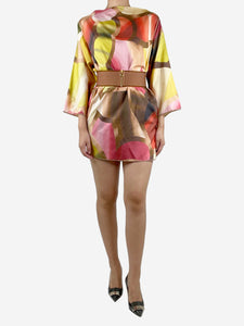 Missoni Multi multicoloured boat neck printed silk mini dress - size UK 8