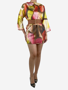 Missoni Multi multicoloured boat neck printed silk mini dress - size UK 8