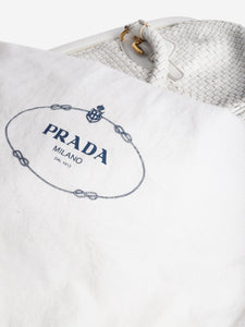 Prada White woven leather top handle bag