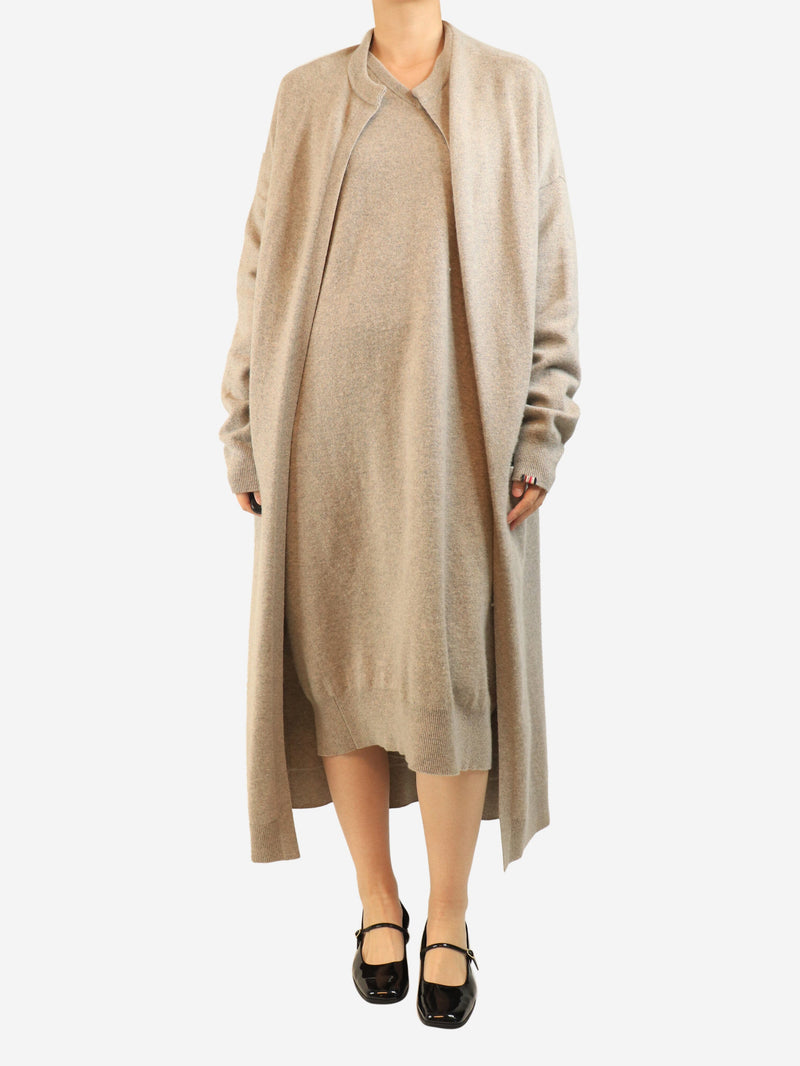 Neutral cashmere dress and cardigan set - One size Sets Extreme Cashmere 