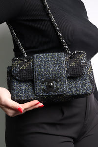 Chanel Blue and green 2004 Fantasy tweed shoulder bag