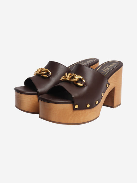Brown Vlogo chain platform mules - size EU 38.5 alternate image