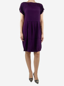 Miu Miu Purple short-sleeved silk midi dress - size UK 10