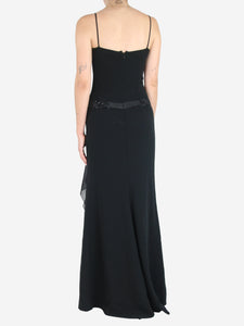 Elie Saab Black sleeveless bejewelled silk maxi dress - size UK 14