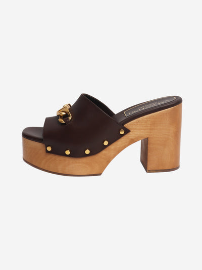 Brown Vlogo chain platform mules - size EU 38.5 Heels Valentino 