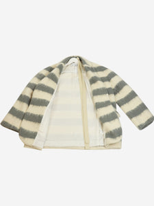 Raey Cream and grey striped wool-blend coat - size UK 12