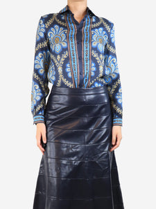 Etro Navy blue silk printed shirt - size UK 8
