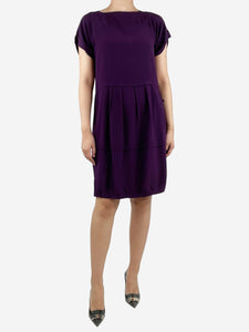 Miu Miu Purple short-sleeved silk midi dress - size UK 10