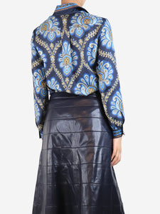 Etro Navy blue silk printed shirt - size UK 8