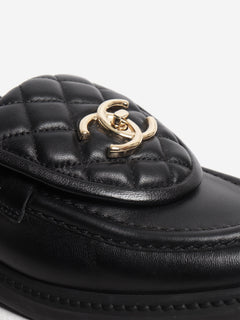 Black CC leather loafers - size EU 36.5 Flat Shoes Chanel 