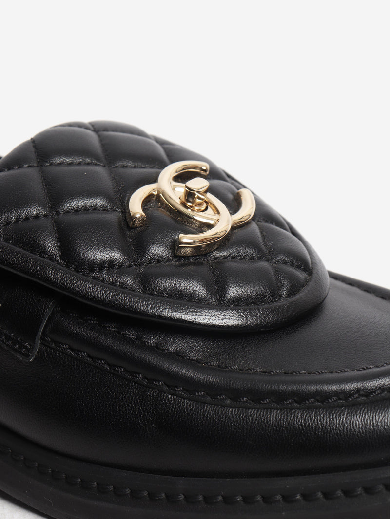 Black CC leather loafers - size EU 36.5 Flat Shoes Chanel 