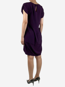 Miu Miu Purple short-sleeved silk midi dress - size UK 10