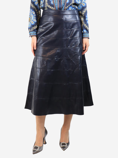 Navy blue faux leather midi skirt - size UK 10 Skirts J.Crew 