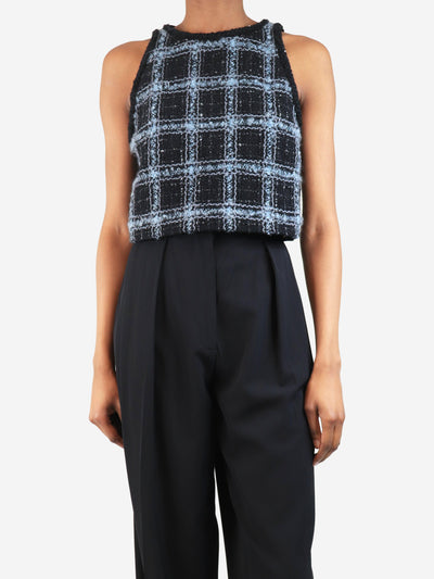Black and blue tweed vest top - size UK 8 Tops Chanel 