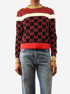 Multicolour striped GG monogram jumper - size XS