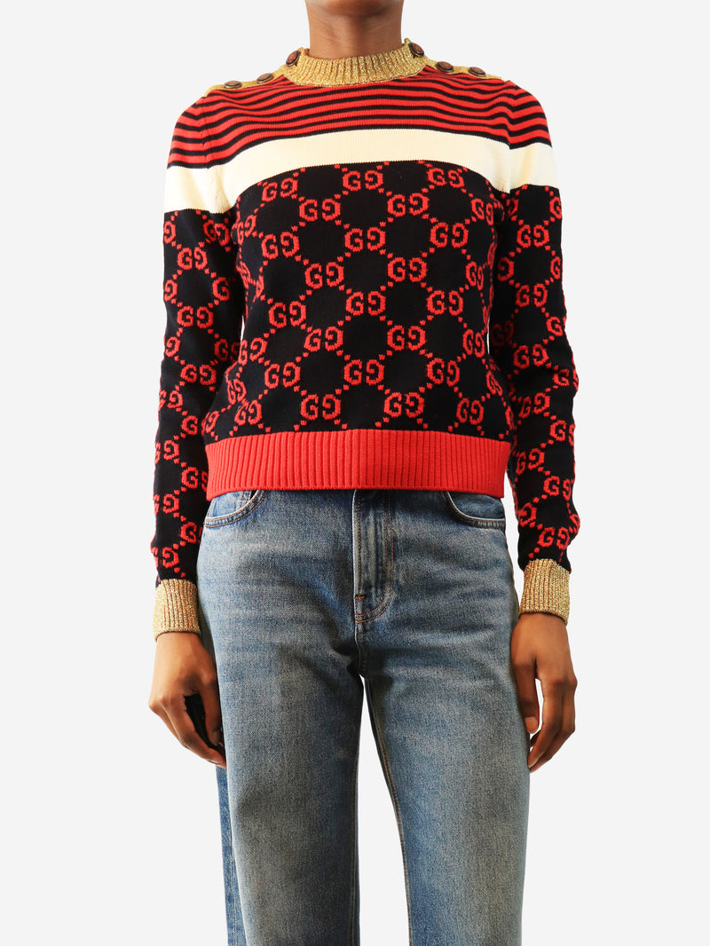 Multicolour striped GG monogram jumper - size XS
