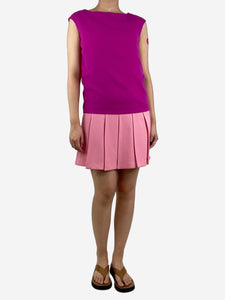 Ermanno Scervino Pink two-tone pleated wool mini dress - size UK 8