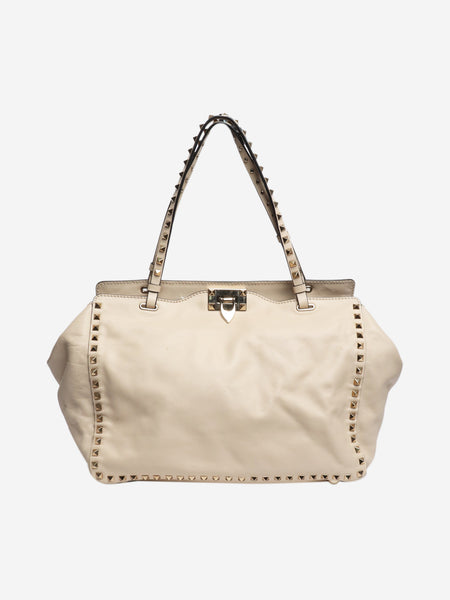 Cream Rockstud leather shoulder bag product image