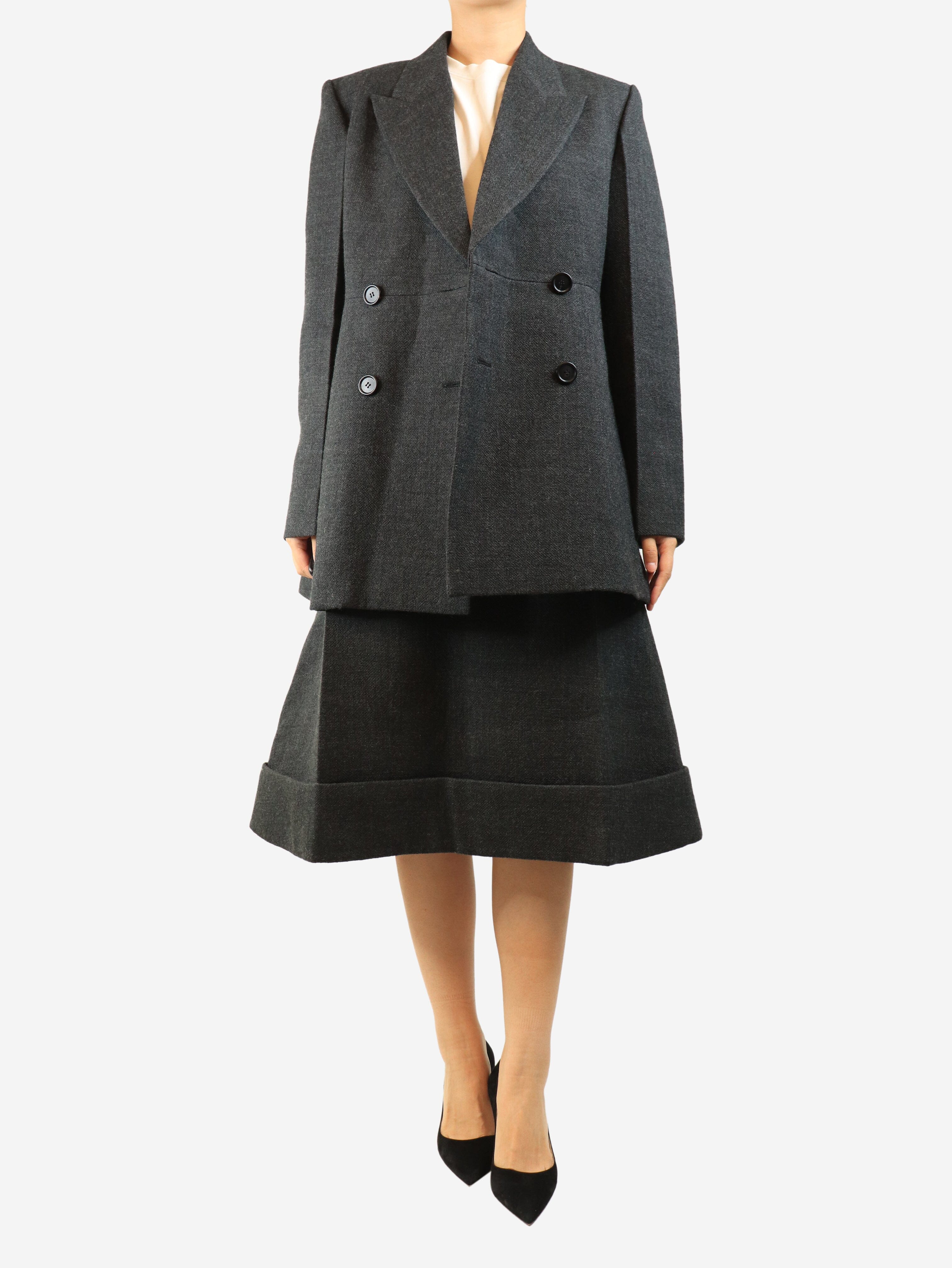 Grey blazer and skirt two piece set - size UK 10 Sets Prada 