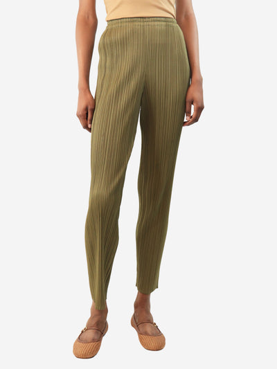 Green pleated trousers - size XS Trousers Pleats Please 