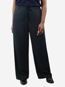 The Row Navy blue silk and linen blend pocket trousers - size US 8