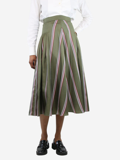Green silk A-line midi skirt - size UK 8 Skirts Roksanda 