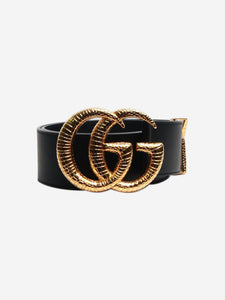 Gucci Black GG textured leather belt