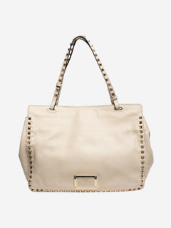 Cream Rockstud leather shoulder bag Shoulder bags Valentino 