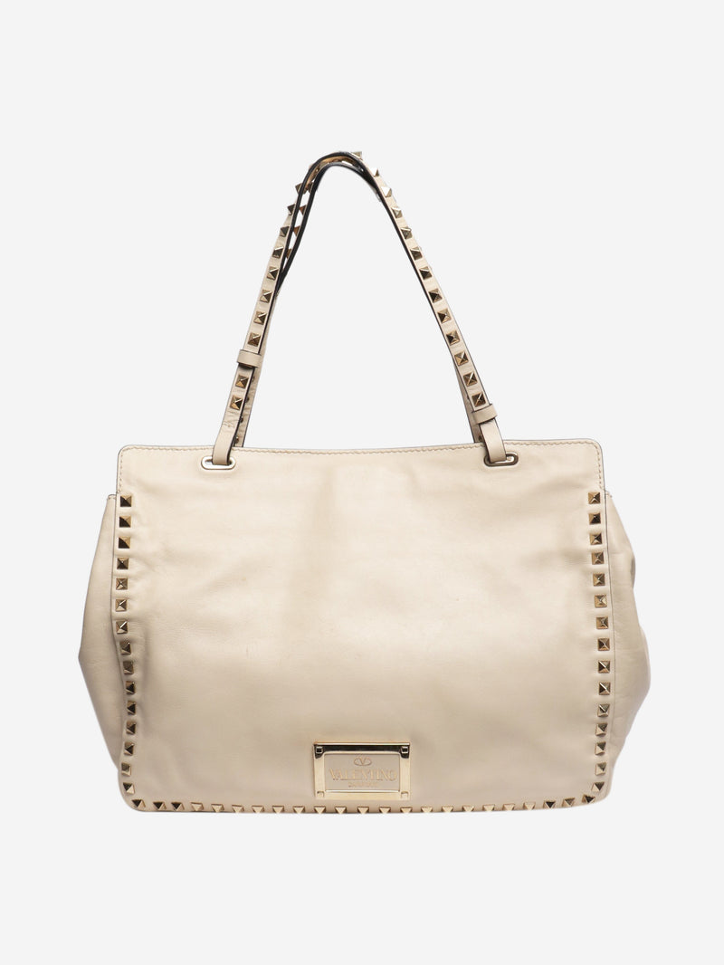 Cream Rockstud leather shoulder bag Shoulder bags Valentino 