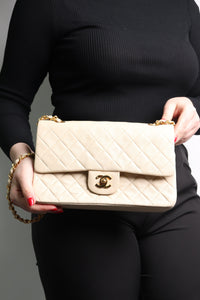 Chanel Cream vintage 1994 medium lambskin Classic Double Flap bag