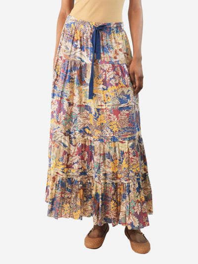Multicolour floral tiered midi skirt - size UK 6 Skirts The Great 