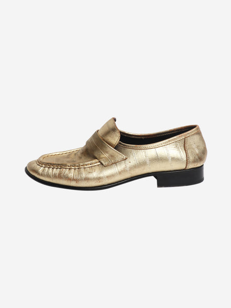 Gold metallic leather loafers - size EU 38 product image